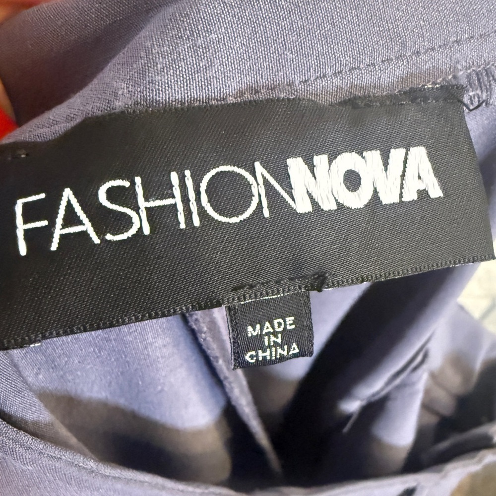 Fashion Nova High Waisted Wide Leg Pants Blue Gray Size Small - Picture 7 of 8
